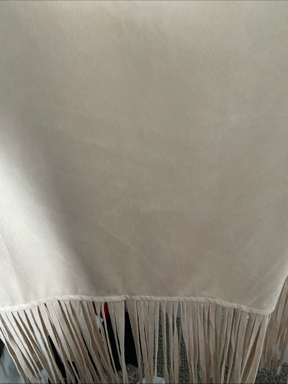 Cream Fringe Embroidered faux suede Vest - Picture 4 of 4